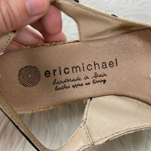 Eric Michael Leather Polka Dot Slingback Wedge Sandals EU 35 US 5 Women Heel - Picture 8 of 11